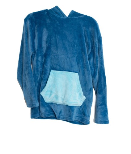 Disney Stitch blauer Plüschpullover mit Kapuze Gr. M Tasche & 3D Details für Kinder - Bild 2 von 8