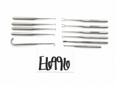 Jarit V. Mueller E6996 Skin Hook Instrument Lot 11 Single Double Prong Surgical 