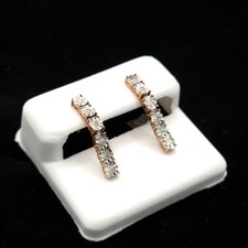 10K Yellow Gold Linear Bar Diamond Cluster Hoops – 0.51CT natural diamonds