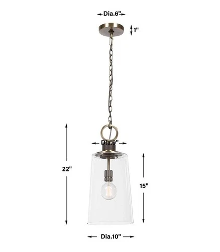 UTTERMOST 21522 ROSSTON MODERN INDUSTRIAL 1-LIGHT MINI PENDANT IN ANTIQUE BRASS - Picture 4 of 7