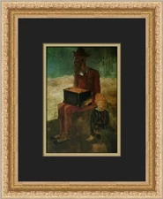 Pablo Picasso Hurdy-Gurdy Player and Young Harlequin Custom Framed Print