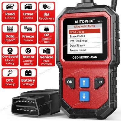 AUTOPHIX OM119 OBD2 Code Reader Live Data Stream Emission Check Battery Test
