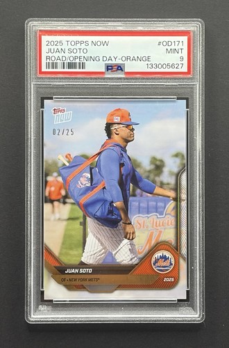 2025 Topps Now Juan Soto Orange /25 Road To Opening Day PSA MINT 9 #OD171 Mets