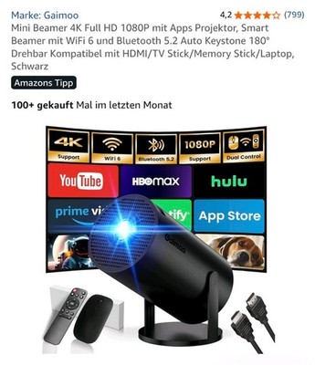 Mini Smart Beamer Projektor 4K Full HD 1080P