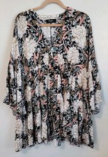 Meritt Dress Womens Small Tunic Flowy Peasant Boho V Neck Bell Sleeves