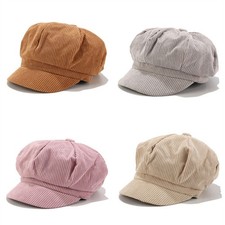 Ladies Womens Girls Fashion Corduroy Baker Boy Peaked-Cap Winter Newsboy Hat