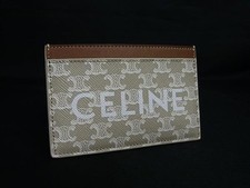 CELINE Trionf PVC Leather Card Case Passcase Brown FS9123