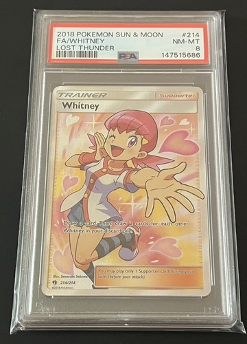 WHITNEY 2018 POKEMON SUN & MOON LOST THUNDER #214 FULL ART PSA 8 - Picture 1 of 2