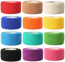12-Pack 1 X 5 Yards Self Adhesive Bandage Wrap, Athletic Elastic Cohesive