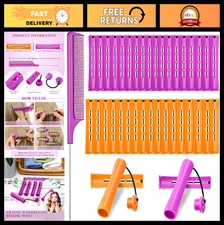 36 Cold Wave Perm Rods & Hair Rollers Set with Steel Rat Tail Comb for Styling