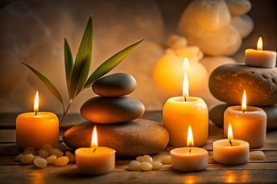 Aromatische Kerzen Zen Steine Leinwand Wand Nostalgie Ruhe Yoga Vintage Kunstdruck Po