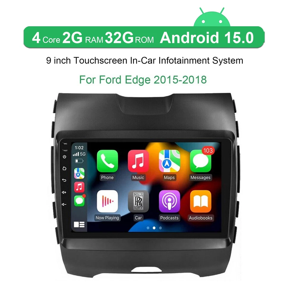 For Ford Edge 2015-2020 9" Android 15 Car Radio Stereo GPS Navi Carplay 2+32GB Foto 2 de 4
