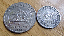 1952 BRYTYJSKA AFRYKA WSCHODNIA ONE 1 SZYLING I 1954 50C Jerzy VI LION MOUNTAIN