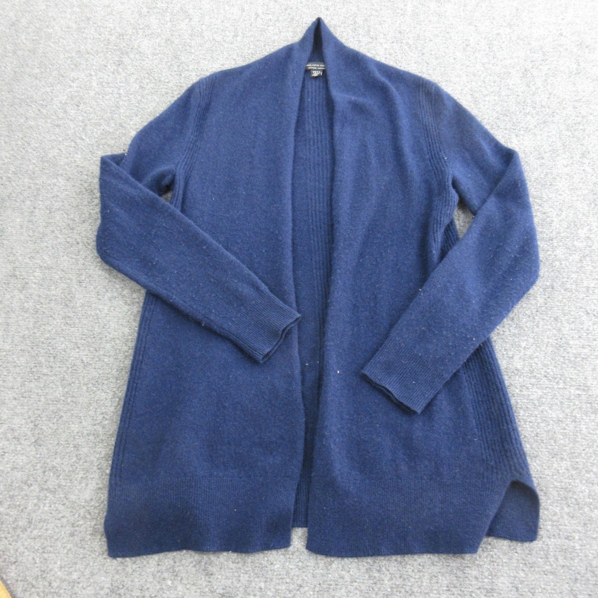 Saks Fifth Avenue Sweater Cardigan Womens S Blue 100% Cashmere V 