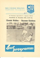 DDR-Liga 83/84 BSG Chemie Wolfen - Magazine Programme de Football 12.11.1983