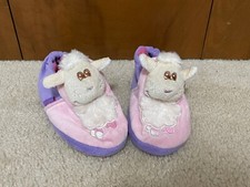 Pink Purple Lamb Plush Girls' Winter Cozy Slipper Size 29 / 30 Eur