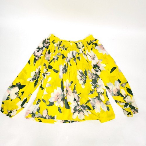 Sawyer Womens Off The Shoulder Blouse Top Medium Yellow Floral Long Sleeve - 第 3/10 張圖片