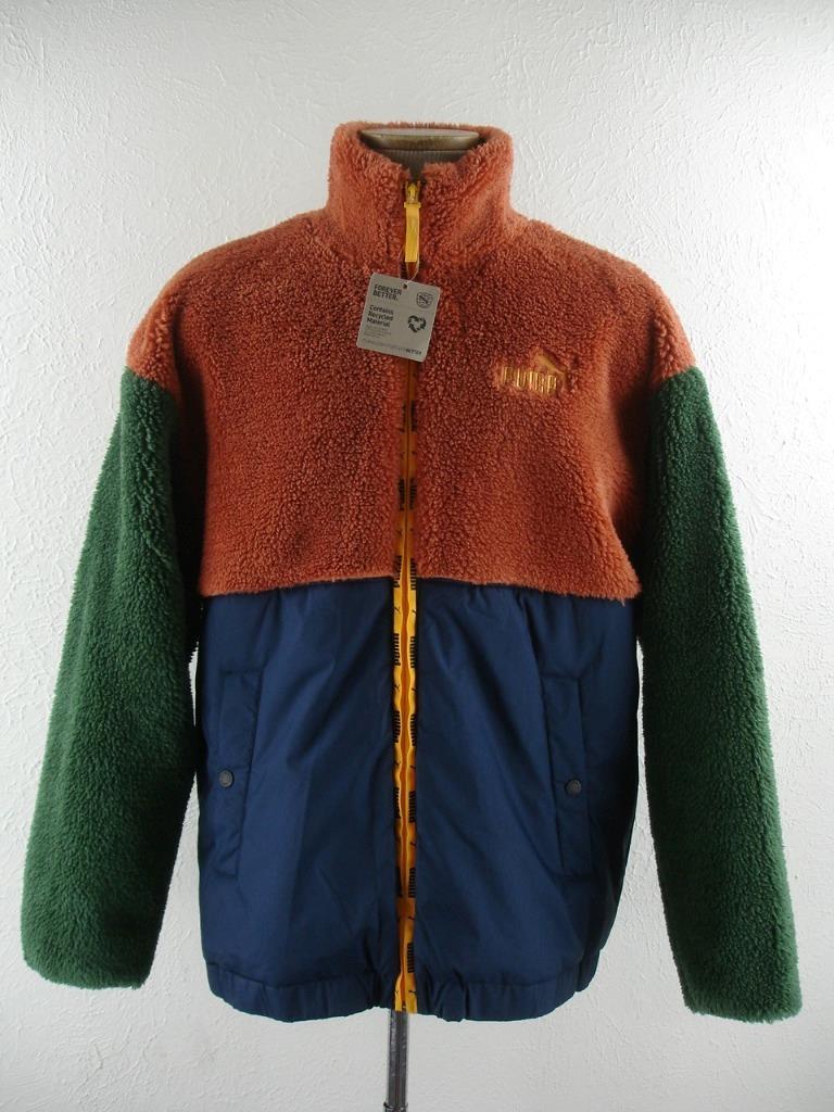 Men's L Puma Sherpa Hybrid Fleece Jacket Warm Chestnut 849353-64
