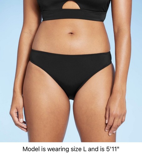 ๐ฅ Shade & Shore Women's Medium Coverage Hipster Bikini Bottom Large 12-14 Black - Picture 3 of 8