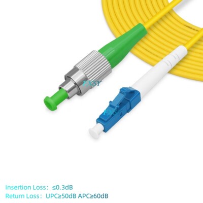 5Pcs 1m 2m 3m 5m FC/APC to LC/UPC Single Mode OS2 Simplex Fiber Optic Patch Cord
