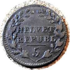 elf Switzerland Helvetian Rep 1/2 Batzen 5 Rappen 1799 Billon  Napoleon
