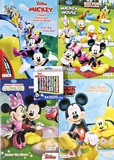 Disney Mickey Mouse Jumbo Coloring  Activity Books Set of 4 w/ Mickey Crayons