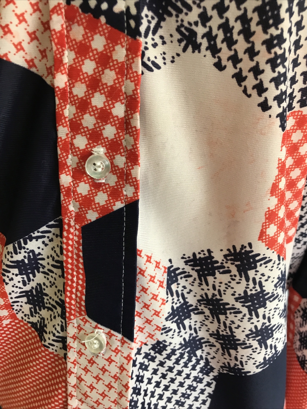 Vintage 1970s Patchwork Print Blouse by Cheri Belles Knits, Size 42 11