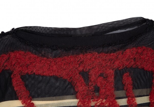 Jean Paul GAULTIER FEMME Knit Woven Stirped Mesh Top Size 40 Jean Paul GAULTIER FEMME Knit Woven Stirped Mesh Top Size 40