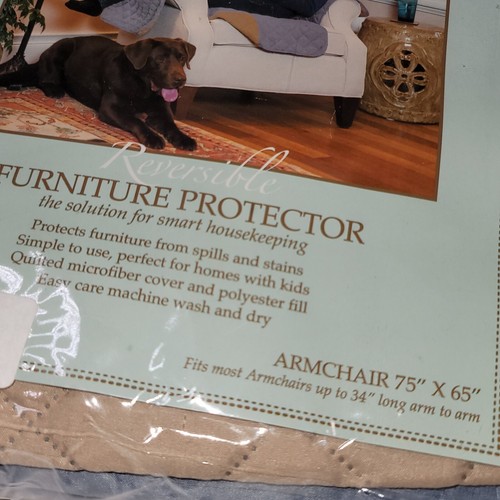 Quilted Chair Cover Reversible Slipcover 1 Seat Waterproof Pet Protector Mat - Picture 2 of 6