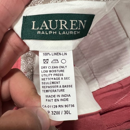 Lauren Ralph Lauren 100% Linen Suit Set Coat Blazer Pants 38S Mens 32x30 Red - Picture 13 of 18