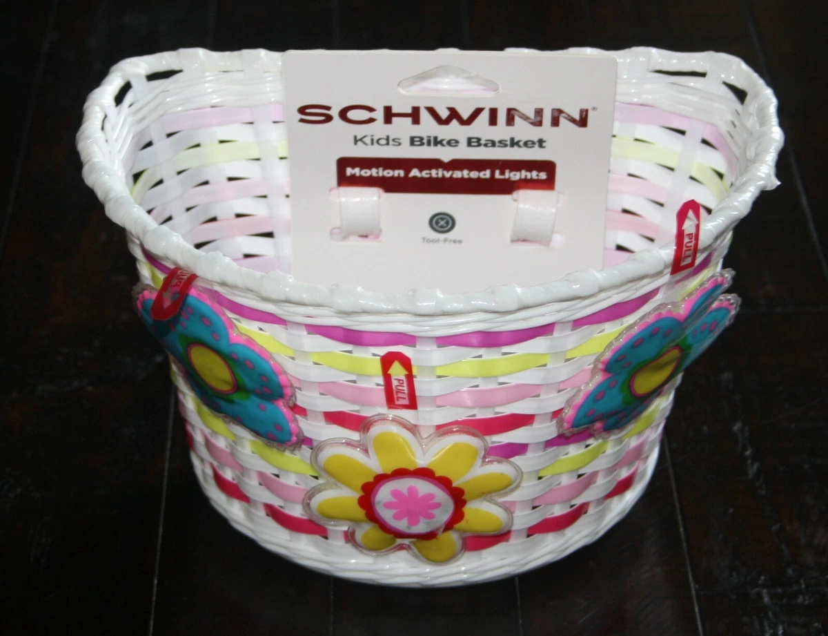 SCHWINN Kids Girls BIKE BASKET Motion Activated FLOWERS Light Up NEW