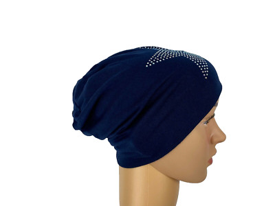 Mütze Beanie Mädchen Jungen Slouch Blau Stern Übergang Stretch Sport Boom It
