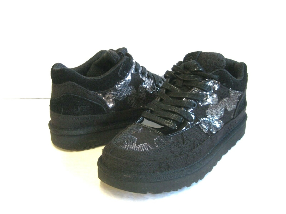 UGG HIGHLAND SNEAKER WOMEN SHOES BLACK SEQUIN STAR US /UK