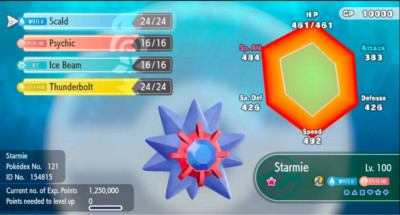Pokemon Let's Go Pikachu/Eevee 6IV Max AV Shiny Starmie