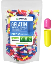 Size 0 Multi Color Empty Gelatin Capsules Gelcaps Pills Kosher Caps