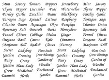 Spice Herb Fruit Vegetable 81 pcs 0.25 Inch Black Fused Glass Decals
