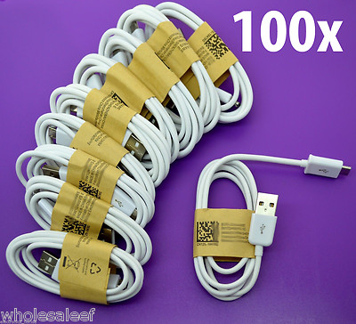 100-Pack Lot Micro USB Charging Data Sync Cables for Android Phones White Black