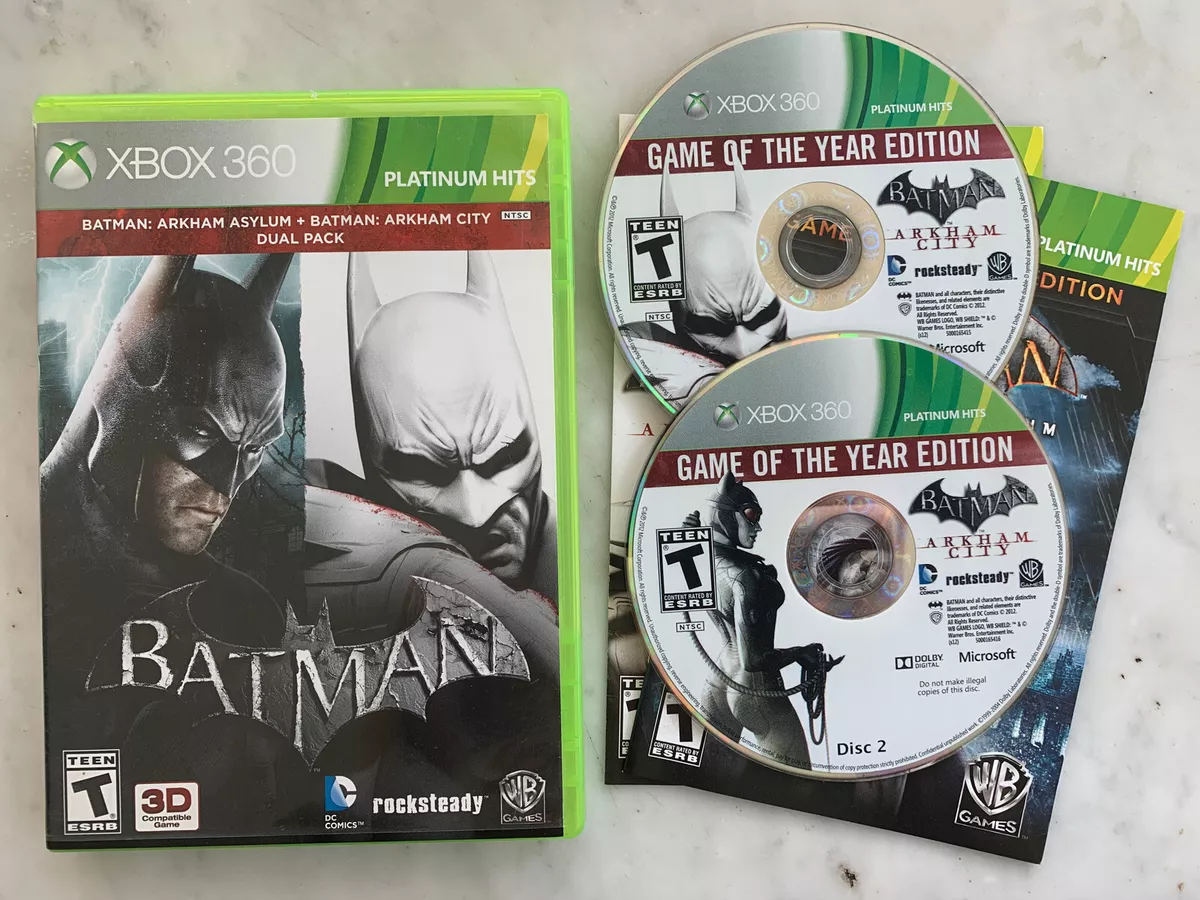 2 Complete Batman (XBOX 360) Games ARKHAM CITY & ARKHAM ASYLUM Tested Fast  Ship