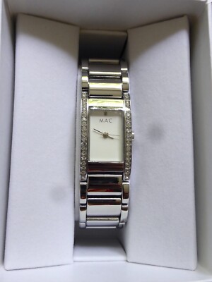 MAC Damen-Armbanduhr Bezel/Edelstahl rechteckig 2x4cm Strass Gliederarmband NEU