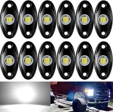 12X White LED Rock Lights Underbody Trail Rig Glow Lamp Offroad SUV Pickup Truck