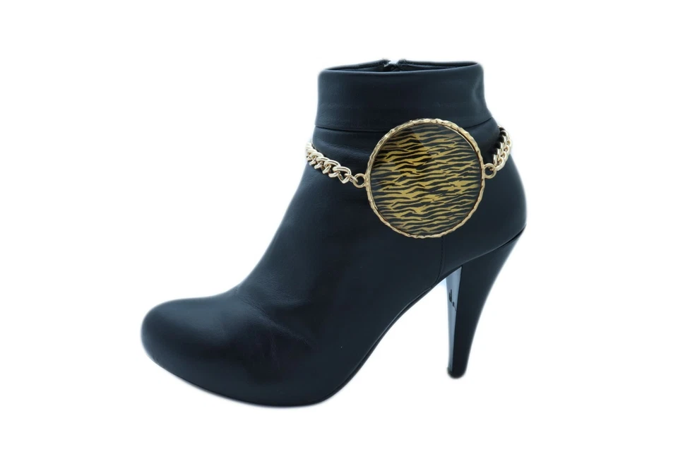 Mujer Oro Metal Cadena Bota Pulsera Zapato Cebra Dije Motociclista Motocicleta Accesorio Foto 3 de 4
