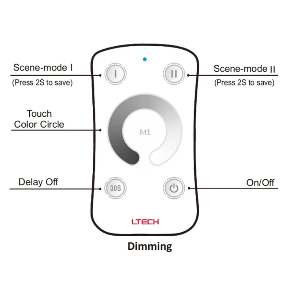 LTECH Led Strip light Dimmer 2.4G RF Touch Remote Constant Voltage Receiver 3/5A - Image 2 of 4
