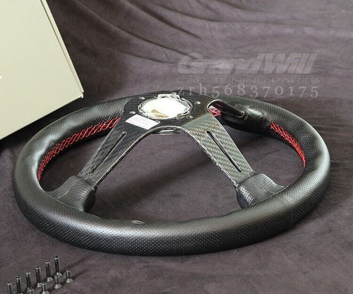 Volante de carreras para juegos NARDI 350 mm 14' cuero y fibra de carbono de profundidad 9 cm - Imagen 14 de 24