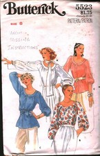 5523 Vintage Butterick Sewing Pattern 1970s Misses Semi Fitted Blouse Shirt 8