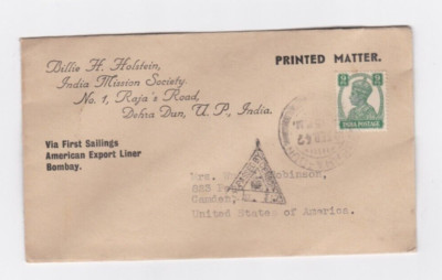 KAPPYS INDIA FIRST SAILINGS AMERICAN EXPORT LINER BOMBAY COVER DEHRA DUN KV43