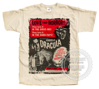 Horror of Dracula T SHIRT Tee v1 Horror Poster Vintage Natural sizes S - 5XL