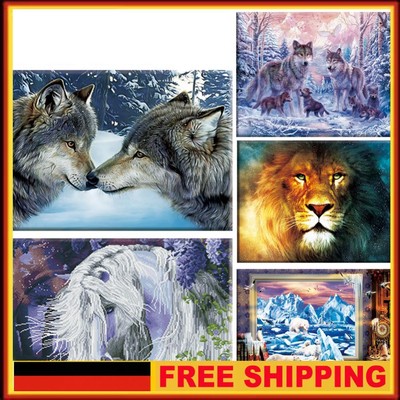 Gezählte Kreuzstich-Sets Tiere Leinwand 14 CT Handarbeitssets DIY-Heimdekoration
