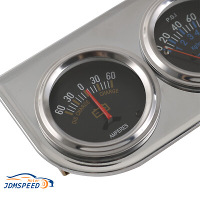 JDMSPEED Triple Gauge Set – 52mm Chrome – AMP, Water Temp, Oil Pressure – 3 In 1 Kit