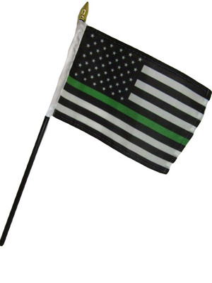 Set 12 Bandierine Americane Da Tavolo 4x6 Pollici - Linea Verde Sottile - Trade Winds