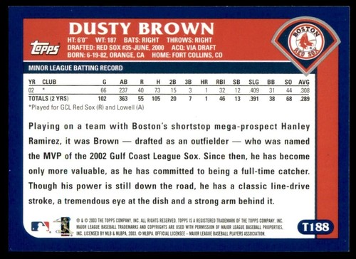 Topps Traded & Rookies 2003 #T188 Dusty Brown novato - Imagen 2 de 2